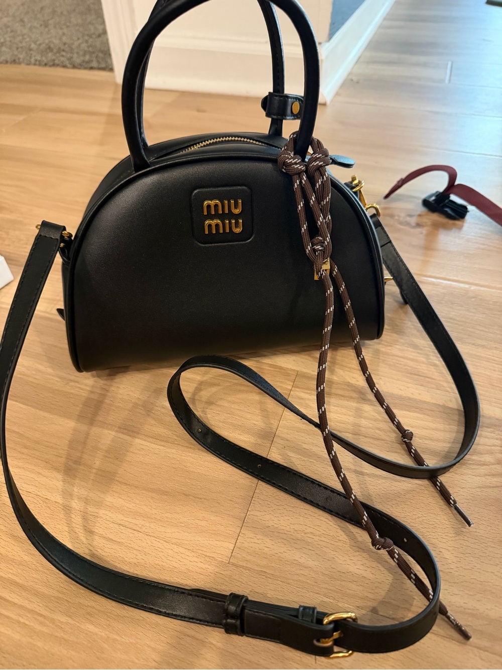 Miu Miu Black Leather Dome Satchel